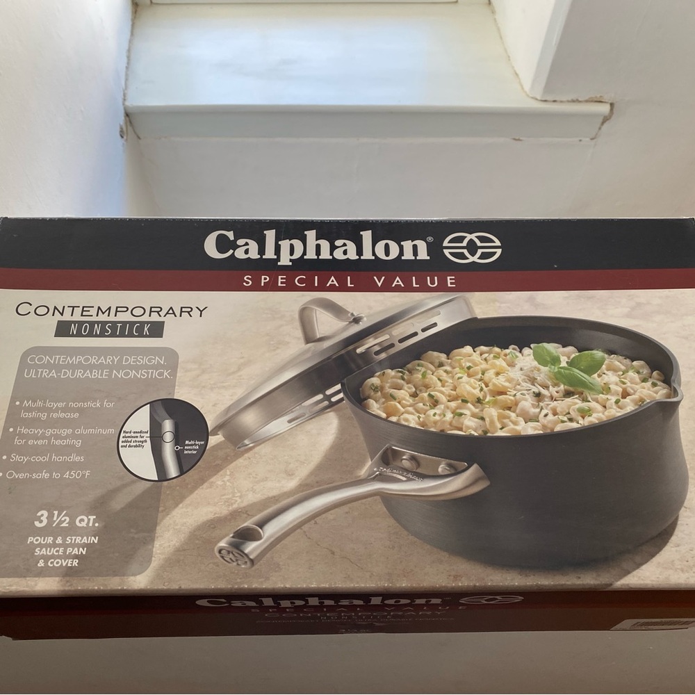 Calphalon Contemporary Nonstick 3.5 Qt. Pour & Strain Sauce Pan & Cover